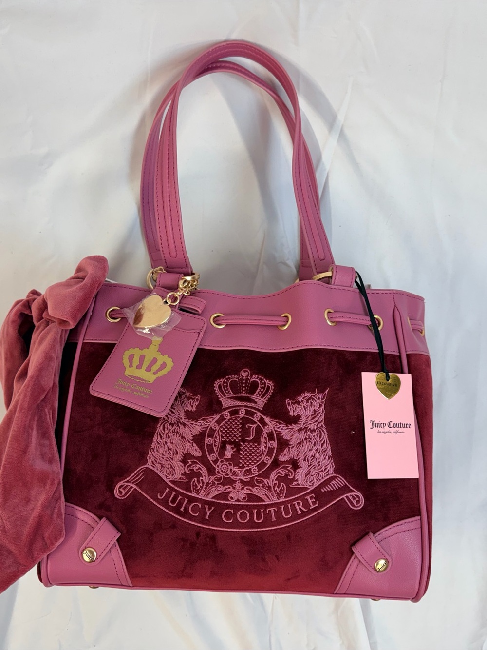 Juicy Couture Scotti Dogs Daydreamer Bow Tie Bag NWT pink & cranberry Y2K